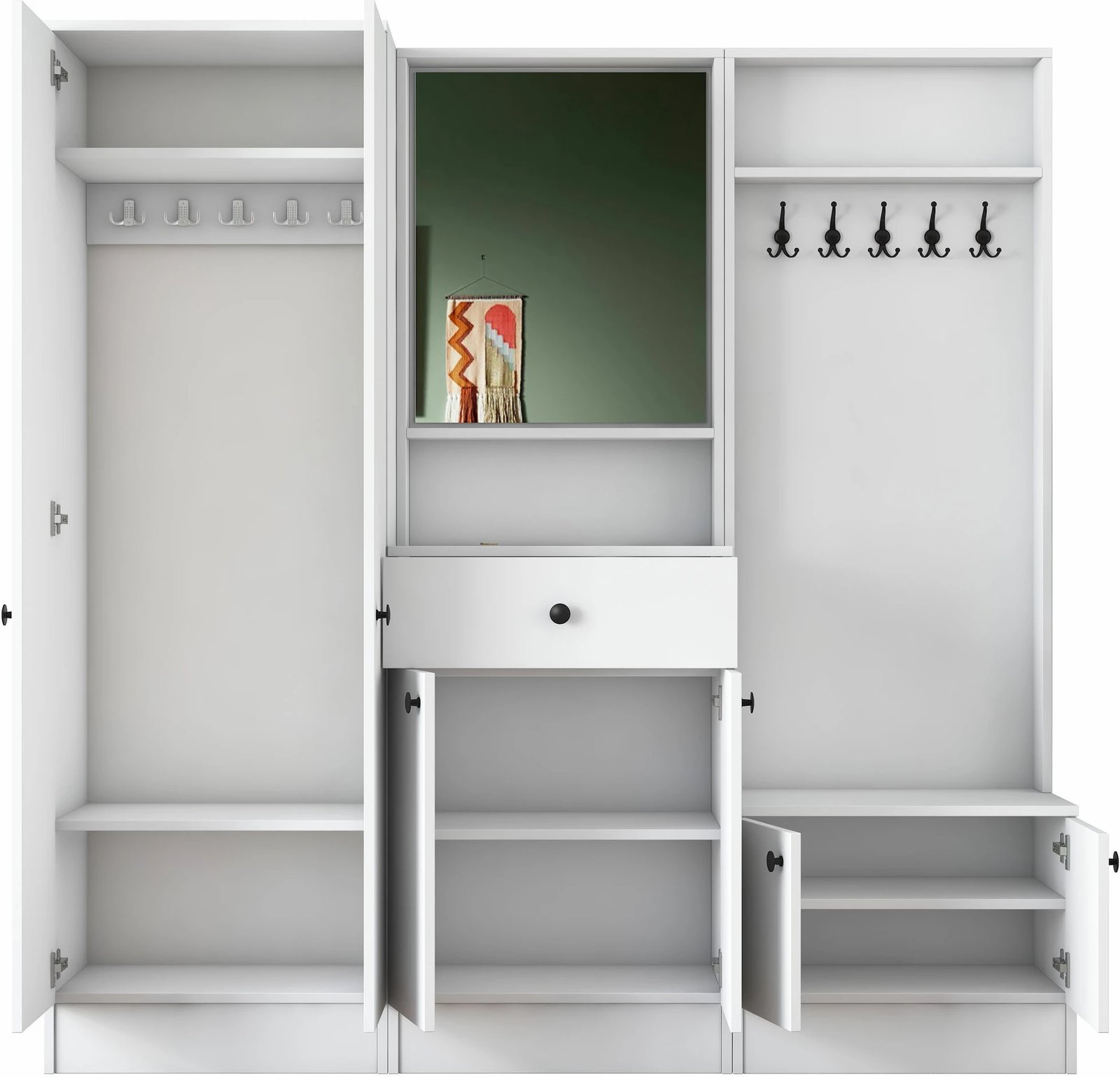 Stendë për korridor, stil skandinav, ngjyrë e bardhë, M3 - 1559