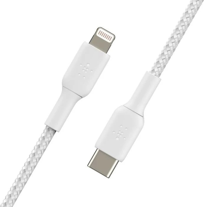 Kabllo Belkin USB-C në Lightning, 1m, E bardhë