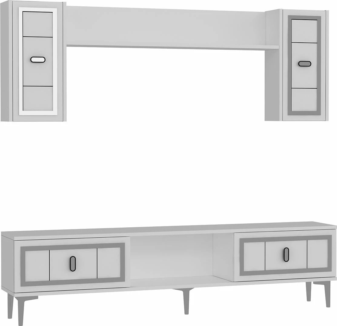 Komodë TV Skye Decor, e bardhë, argjend