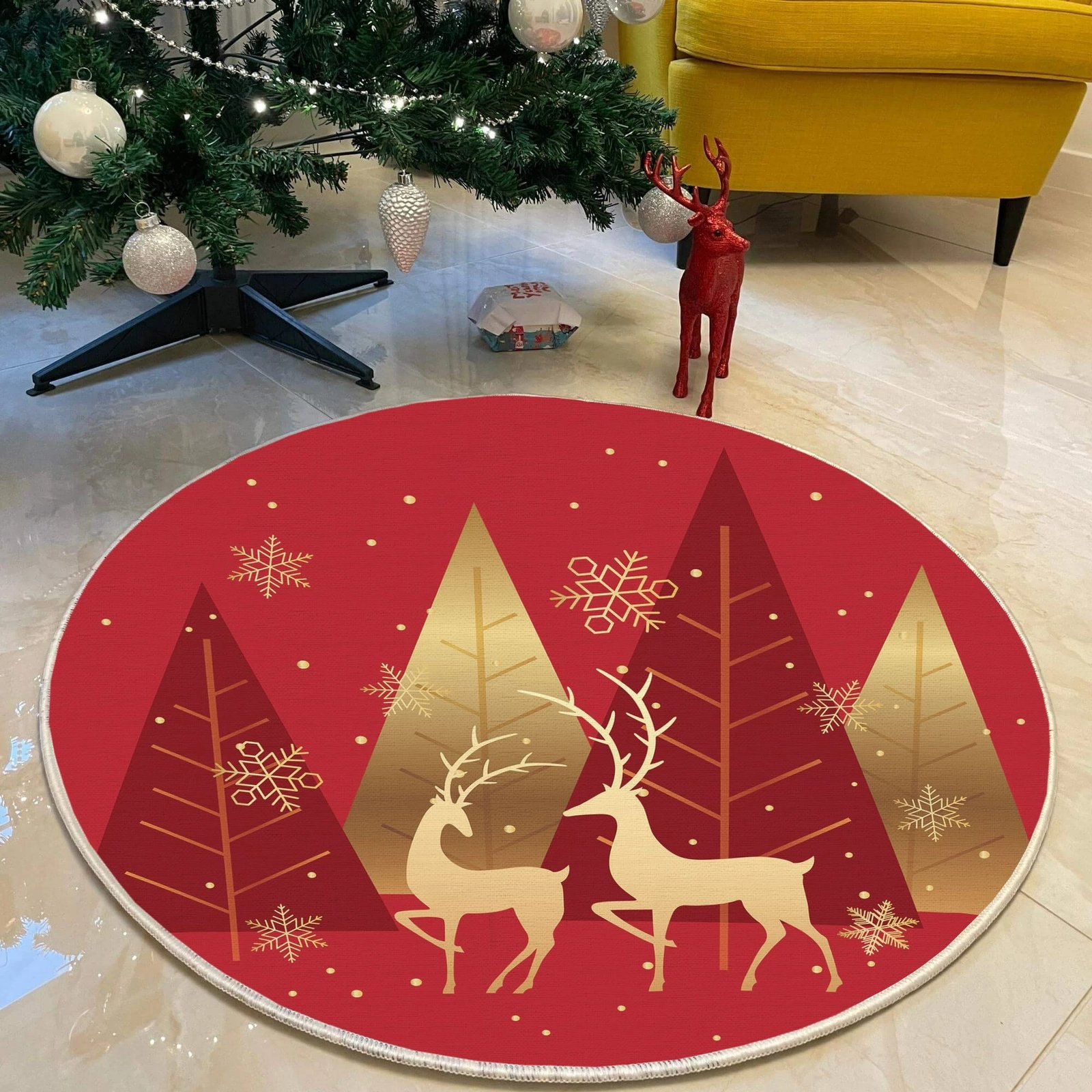 Qilim i rrumbullakët, i kuq e ar, Conceptum Hypnose, Woopamuk447, 130 cm