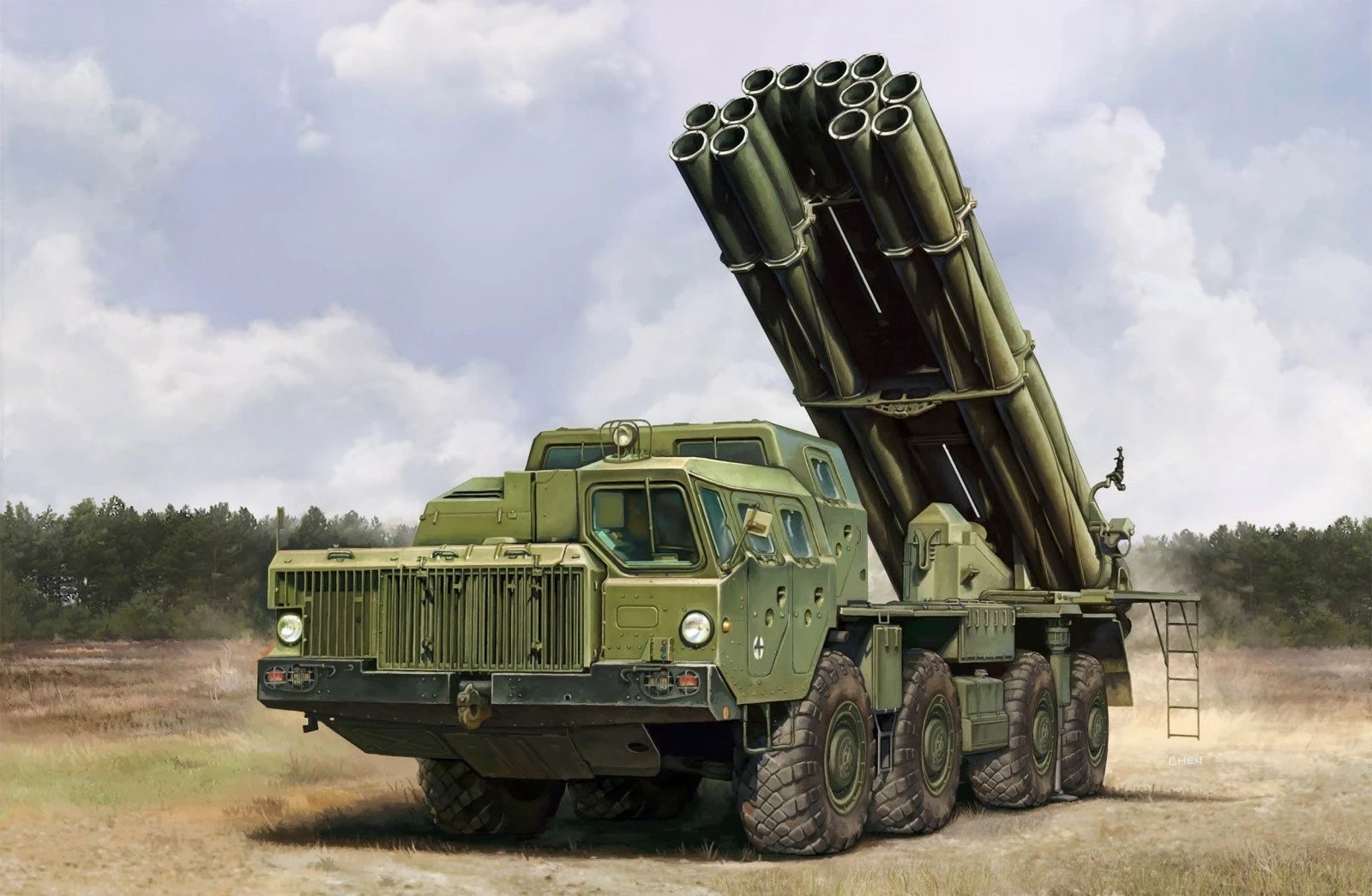 Model plastik Hobby Boss 9A52-2 Smerch-M, 1:72, 100 pjesë, Jeshile
