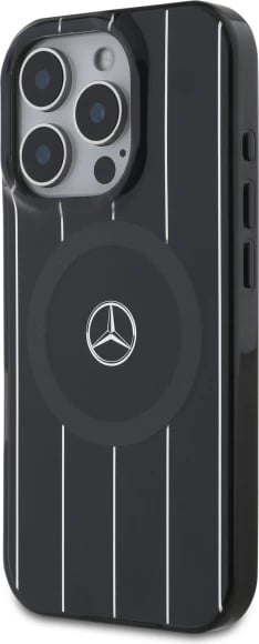 Mbështjellës Mercedes MB Double Layer Crossed Lines MagSafe për iPhone 16 Pro, Zi