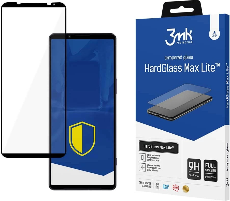 Xham mbrojtës 3mk HardGlass Max Lite për Sony Xperia 1 V, i zi