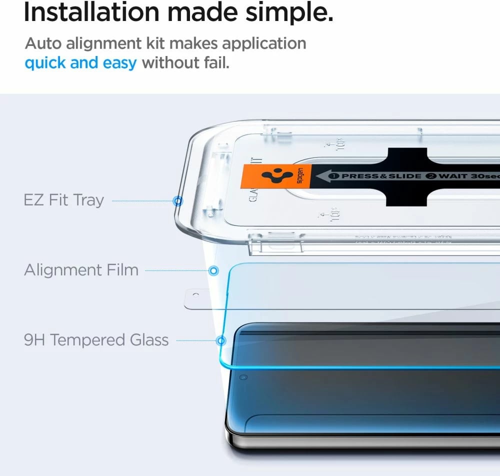 Xham i fortë mbrojtës Spigen Glas.tR EZ Fit për Samsung Galaxy S24/S25, 2 copë