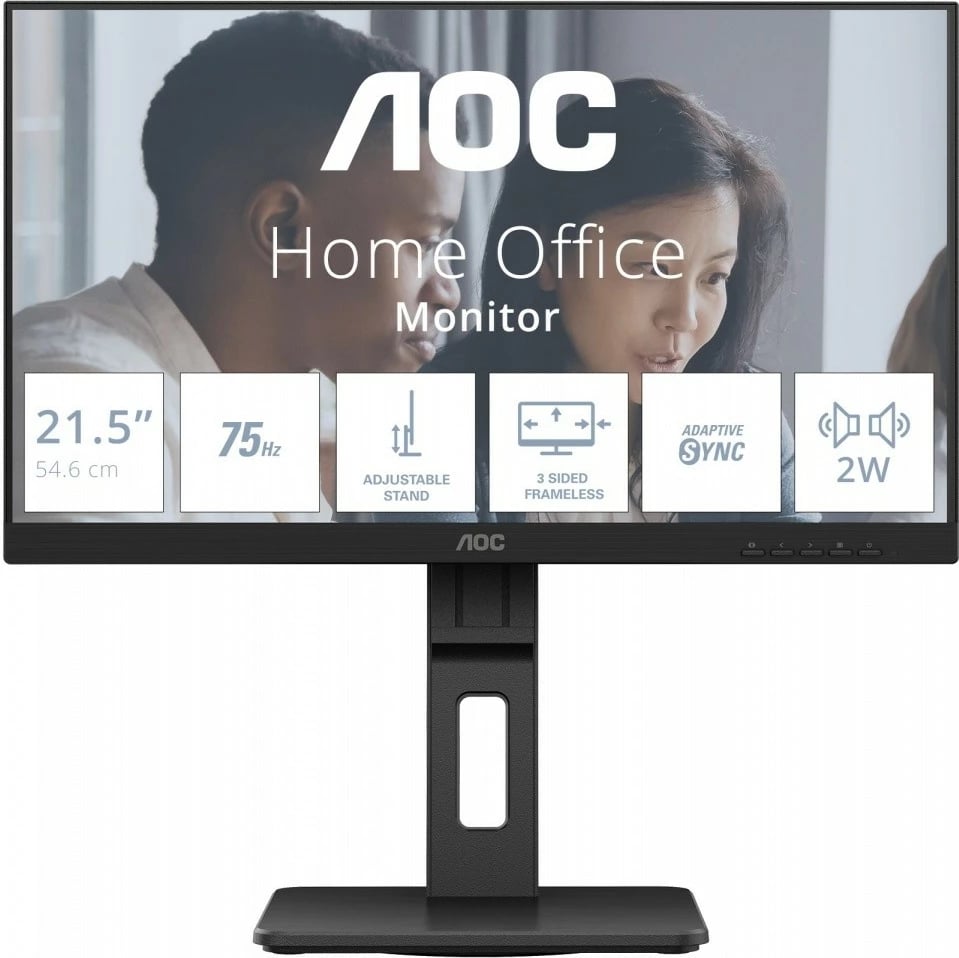 Monitor AOC 22E2UMF, 21.5", VA, FHD 1080p, Pivot, Altaparlantë, USB Hub, Zi
