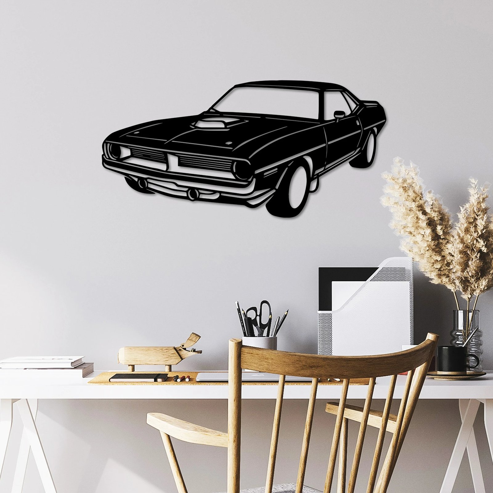 Aksesor dekorativ metalik për mur, Wallity, Plymouth Barracuda 1970