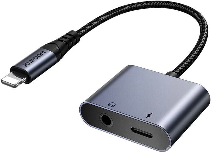 Adapter audio 2-në-1 Joyroom SY-L01, Lightning në 3.5mm + Lightning, argjend