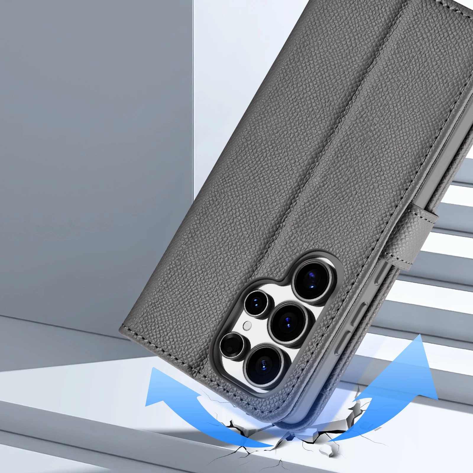 Mbështjellës Dux Ducis Lawa për Samsung Galaxy S25 Ultra, lëkurë, portofol magnetik, Gri