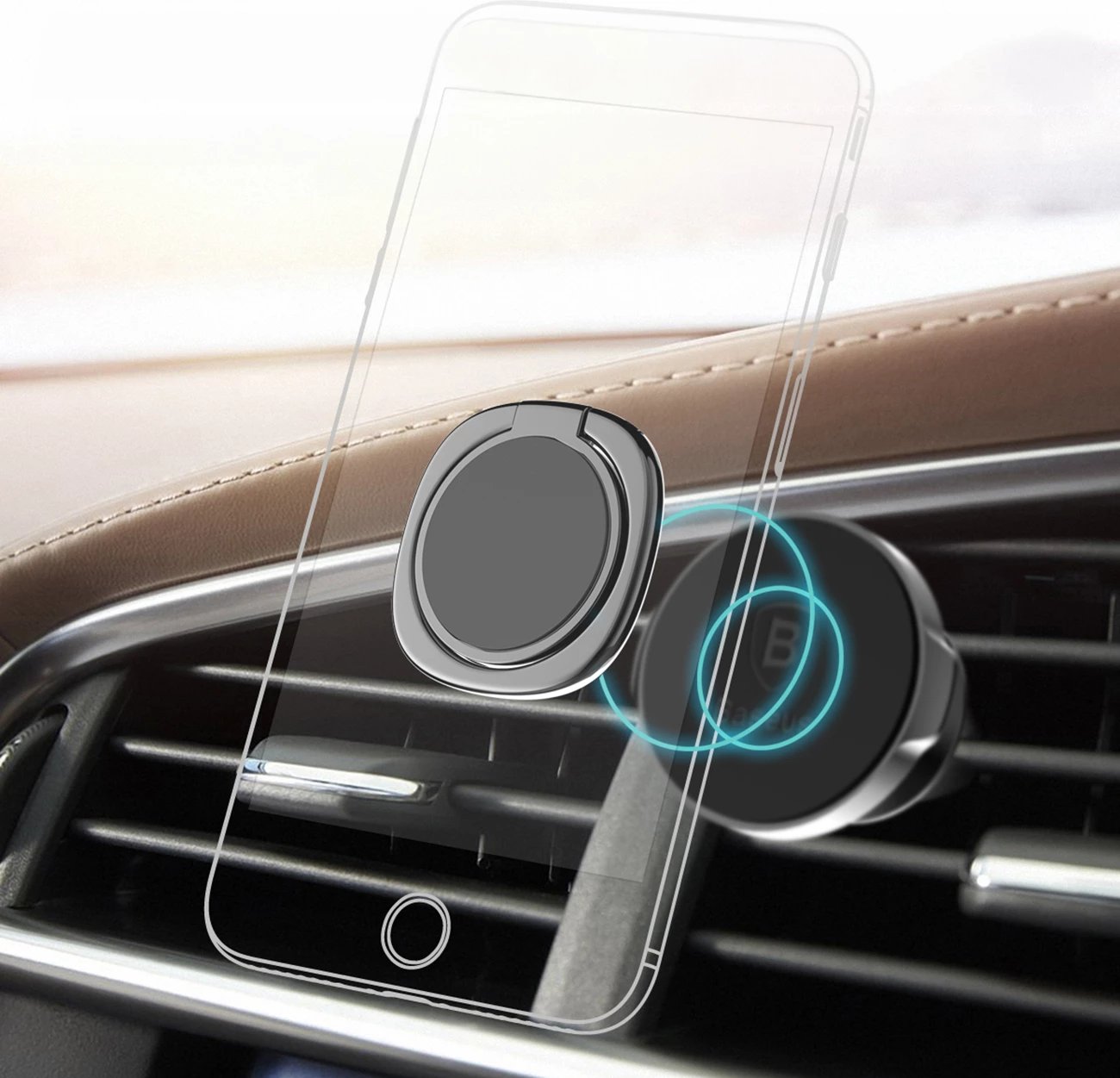 Mbështjellës Baseus Privity Ring SUMQ-01 për celular, magnetik, zi