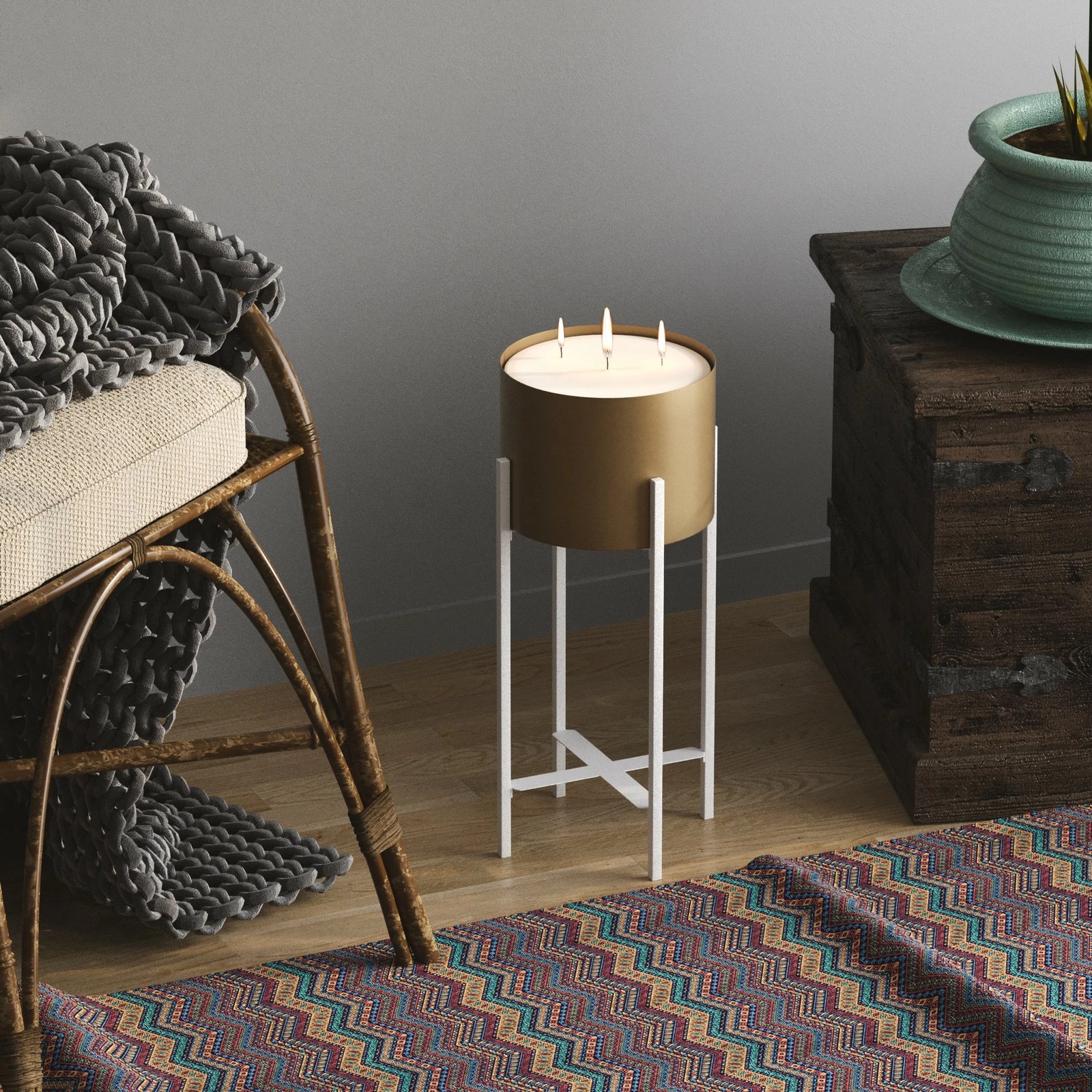 Vazo dekorative Aberto Design, GED-026-C, e bardhë dhe e artë