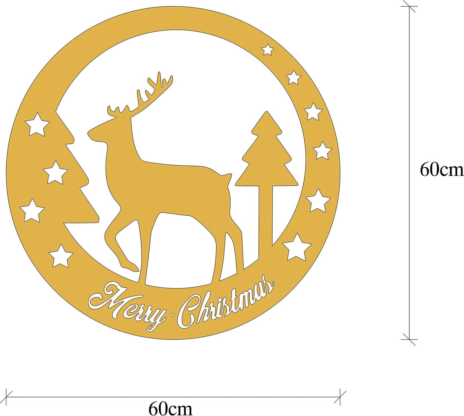 Aksesor dekorativ metalik për mur, Wallity, XMASGOLD - 032, ngjyrë ari, 60x60cm