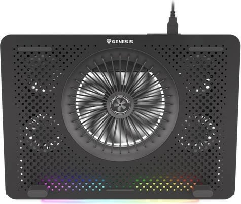 Qëndrim ftohës për laptop Natec Genesis Oxid 450 RGB, 15.6", 5 ventilatorë, USB HUB, i zi