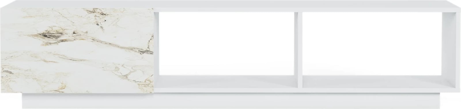 Komodë për TV, Skye Decor, ngjyrë e bardhë, detaje mermeri, Lepando