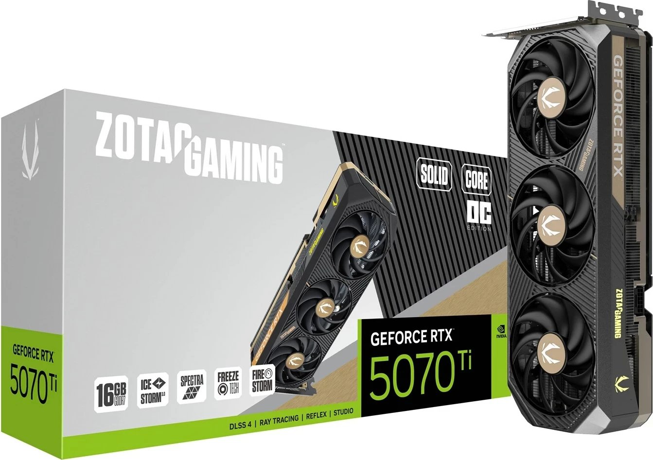 Kartë grafike ZOTAC GAMING GeForce RTX 5070 Ti SOLID CORE OC, 16 GB GDDR7, e zezë