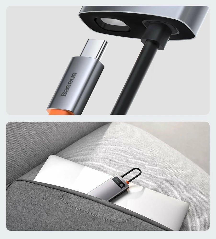 HUB Baseus Metal Gleam Series 5-in-1, CAHUB-CX0G, 100W PD, HDMI 4K, 3x USB 3.2, Gri