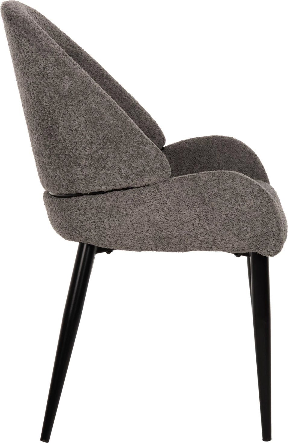 Karrige SARKY FH8585.01, pëlhurë boucle gri, këmbë metalike të zeza, 55x62x89H cm., set prej 2 copë