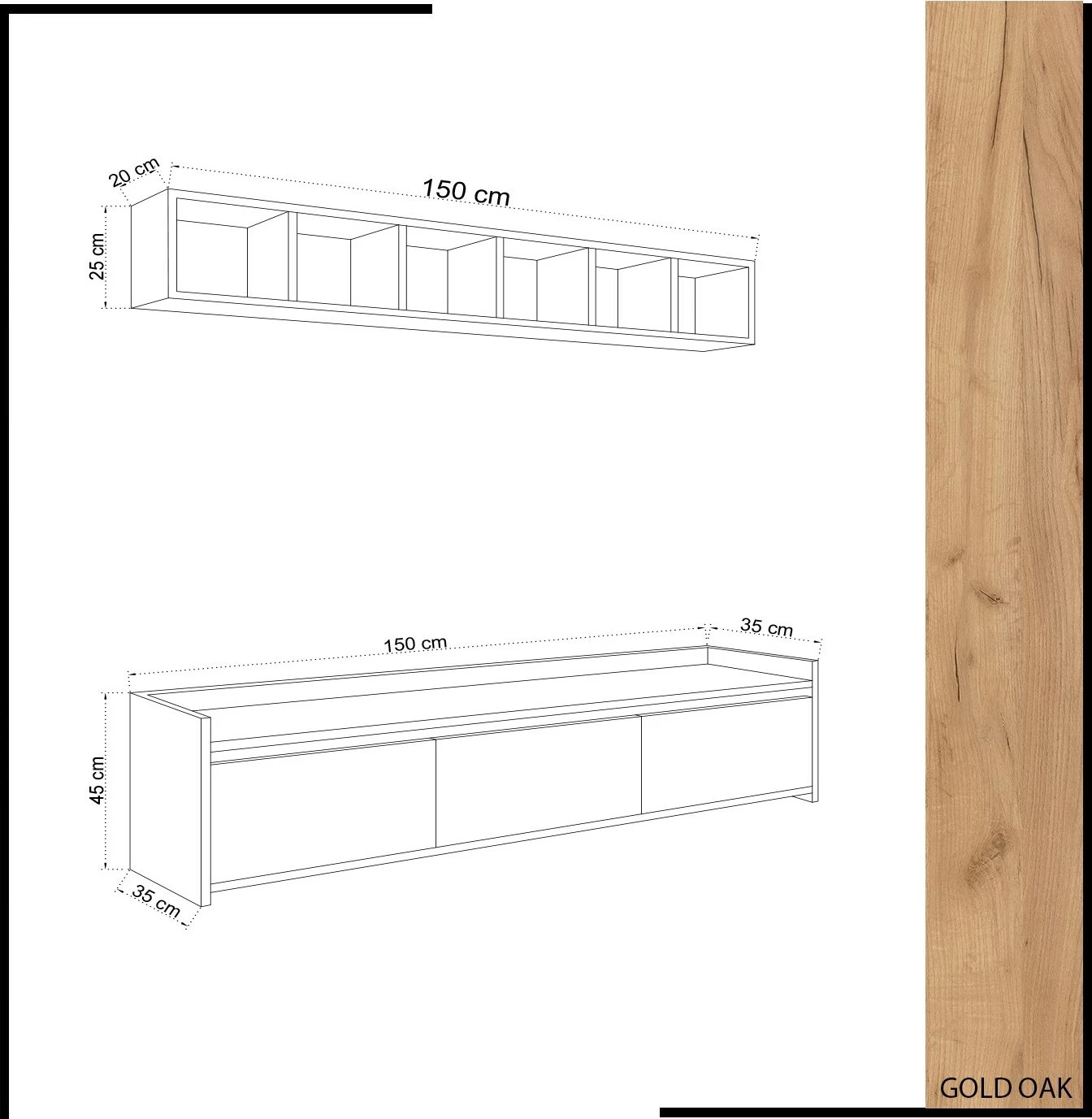 Komodë TV Hanah Home, ngjyrë liçi dhe e bardhë
