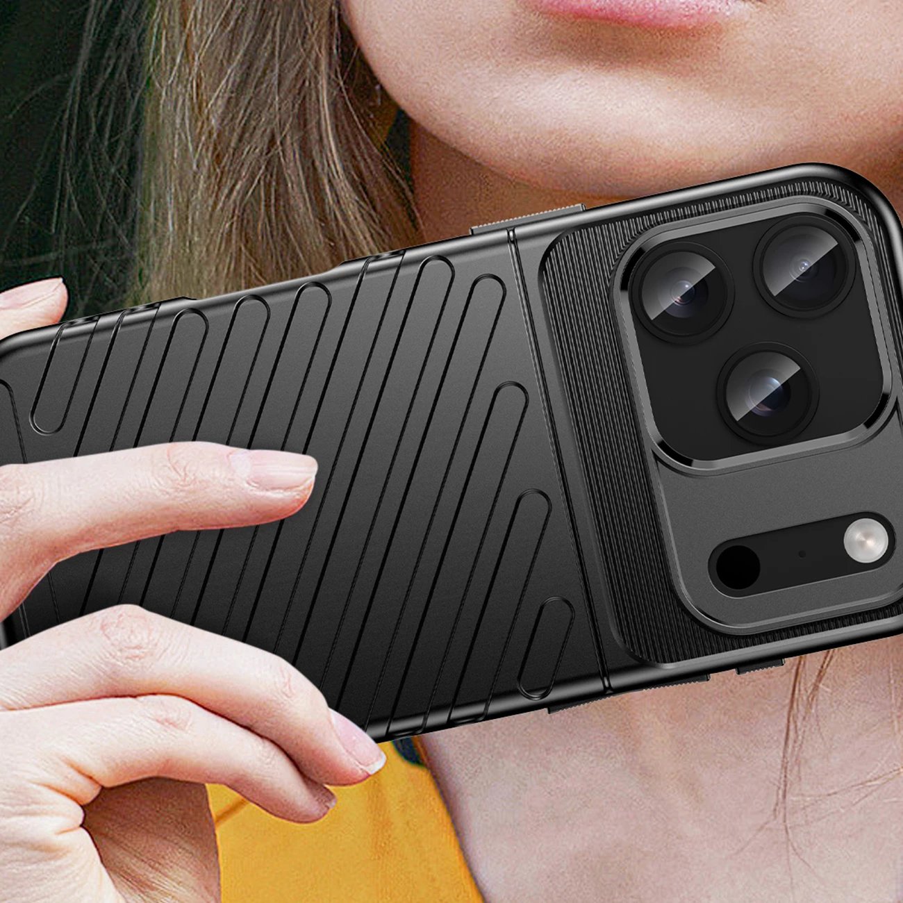 Mbështjellës Hurtel Thunder Case për iPhone 17 Pro Max, TPU, i zi