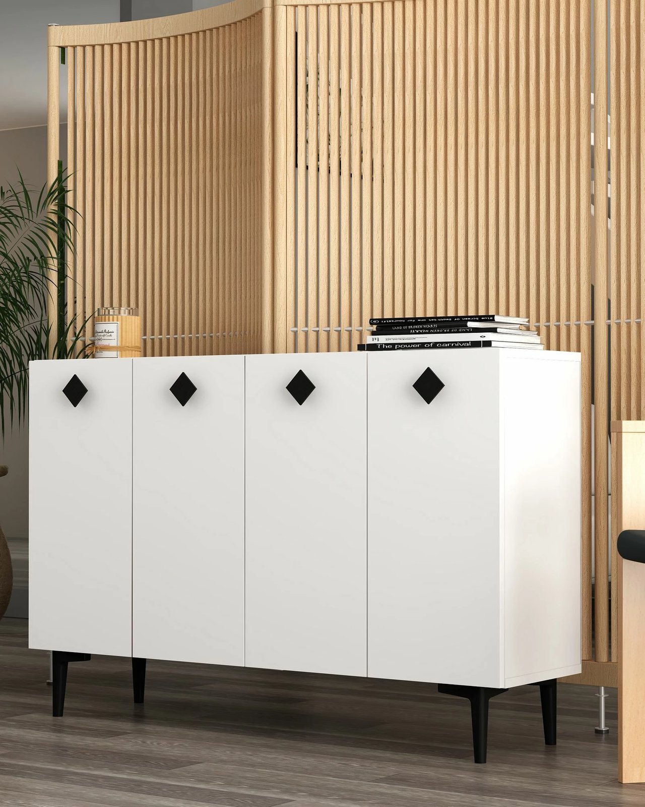 Konsol Skye Decor, e bardhë, e zezë