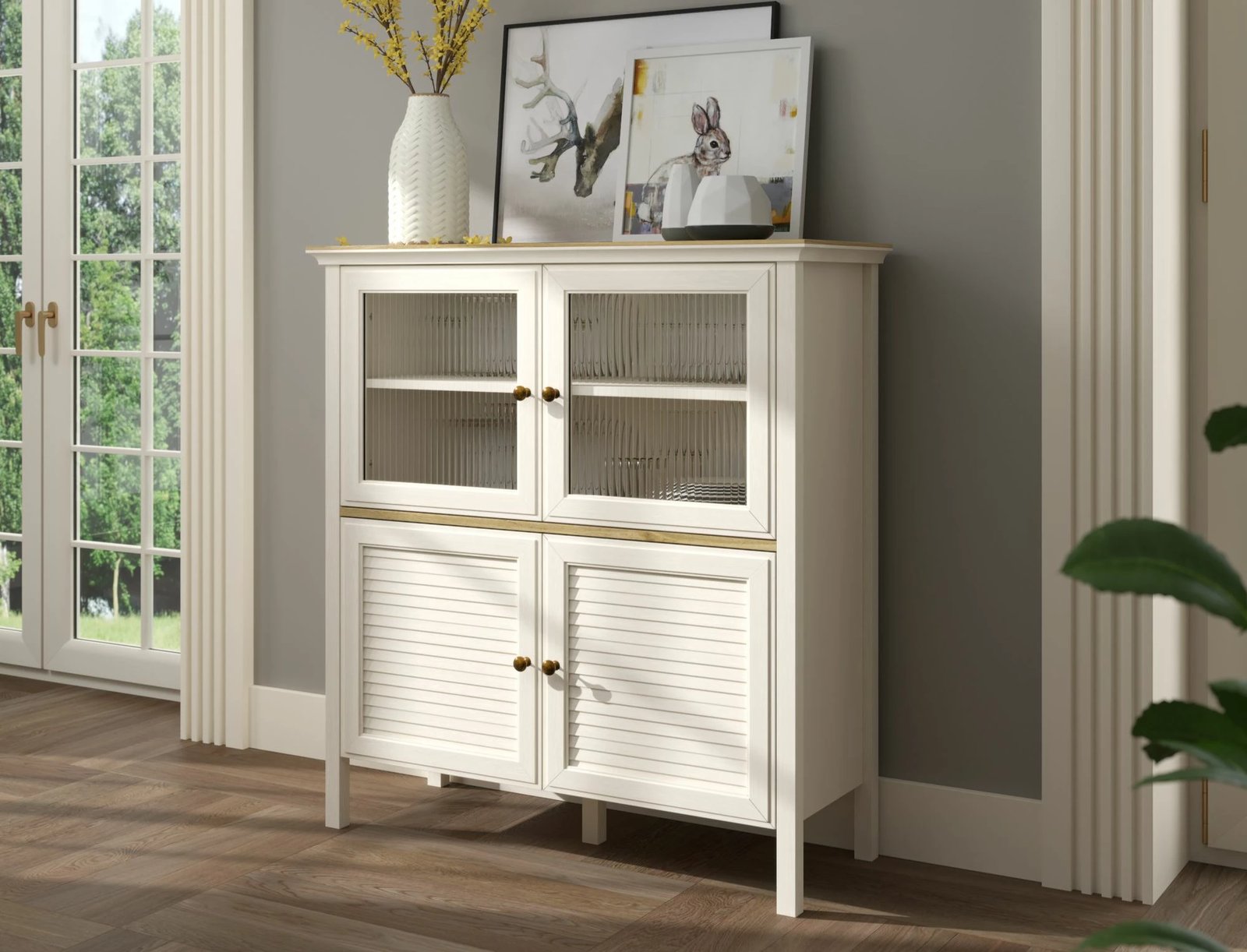 Dollap multifunksional, ngjyrë krem dhe lis, FRN-21022