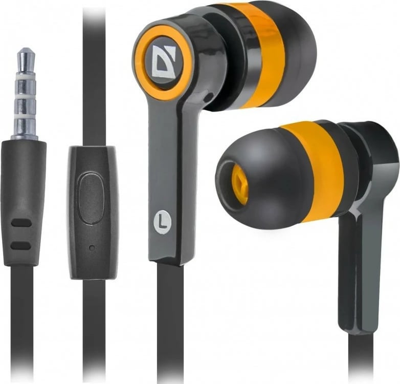 Kufje in-ear Defender PULSE 420 me mikrofon, 3.5mm, Zezë-Portokalli