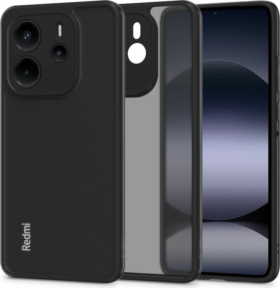 Mbështjellës Tech-Protect MagMat për Xiaomi Redmi Note 14 4G, gjysmë-transparent, i zi