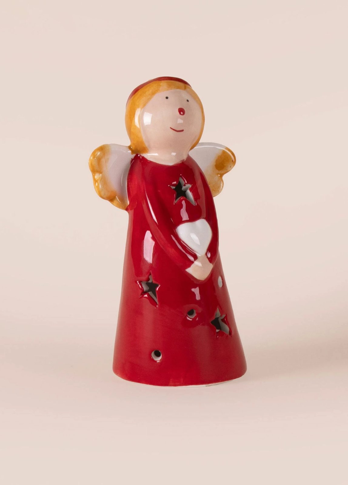 Objekt dekorativ prej qeramike, engjëll, ngjyrë e kuqe dhe e bardhë, SUS0164