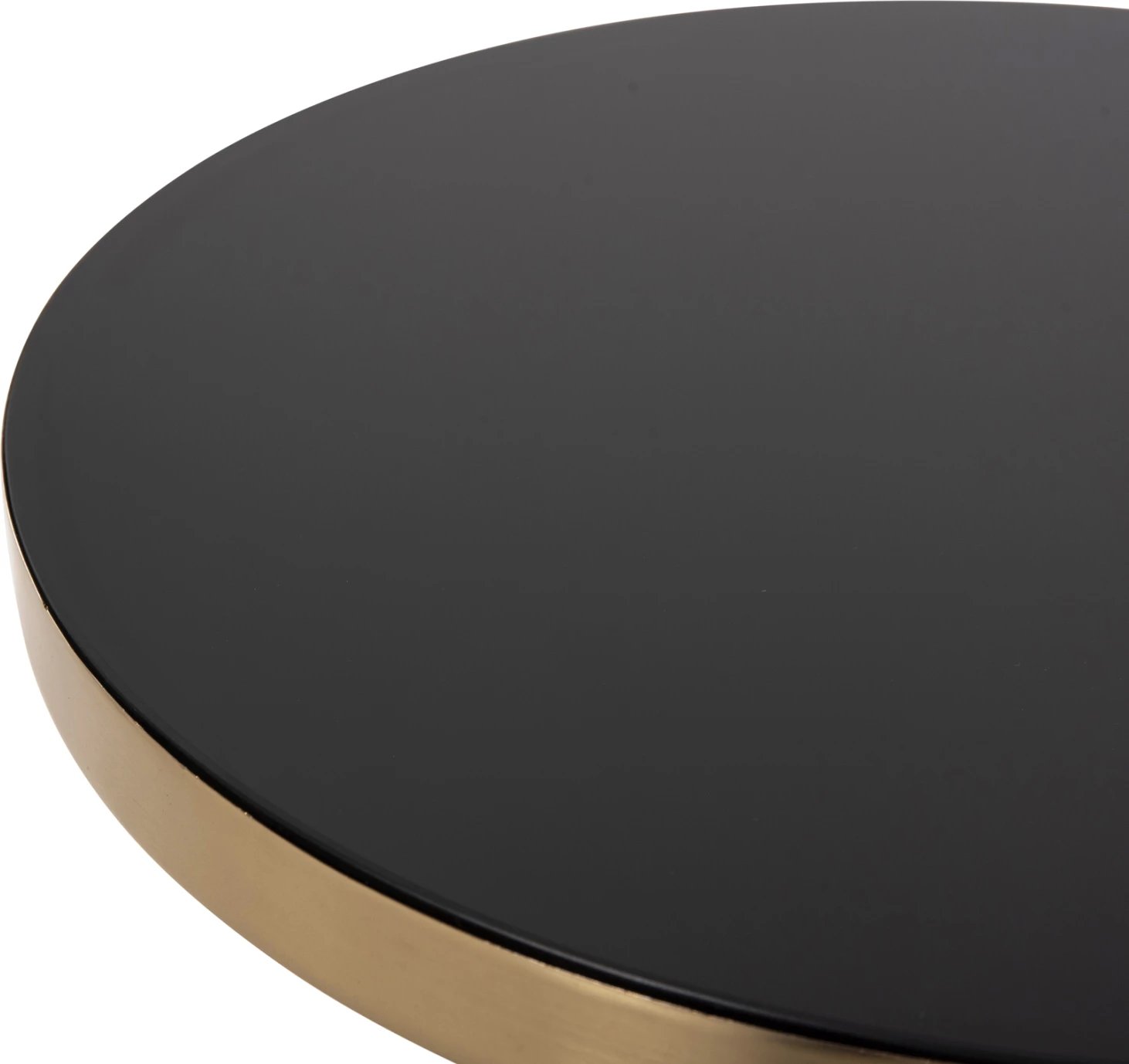 Tavolinë anësore DEMMY, sipërfaqe xhami e zezë & bazë xhami e purpurt, metal në ngjyrë ari, Φ41x48H cm