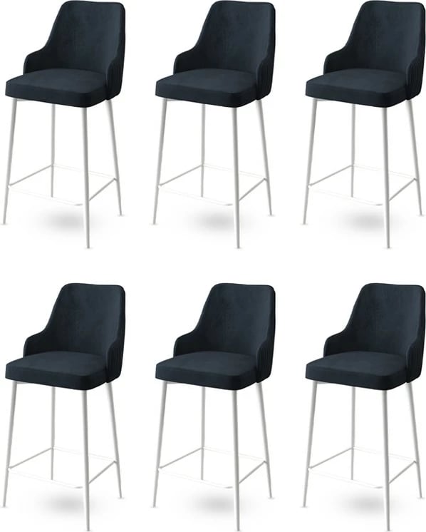 Set karrigesh për bar (6 copë), Hanah Home, Enox, antracit dhe e bardhë