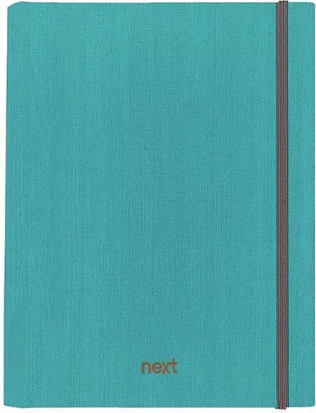 Bllok shënimesh Next me spirale të fshehur, 17x25cm, 5 lëndë, 175 faqe, blu e çelët me shirit elastik
