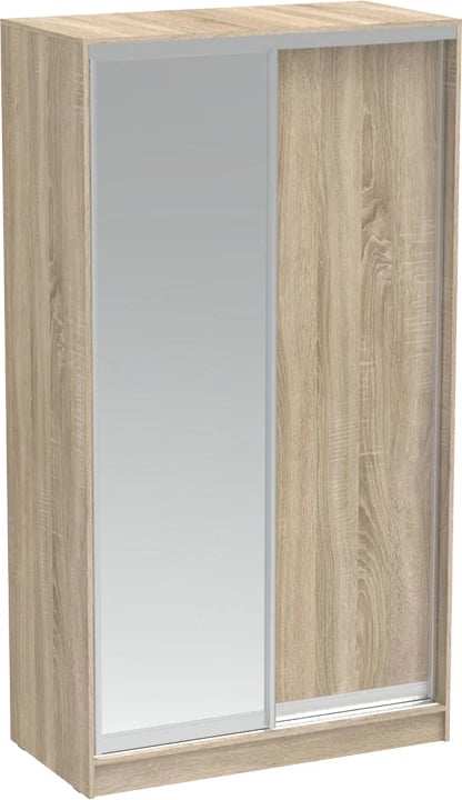 Dollap me dy dyer rrëshqitëse, pasqyrë, ngjyrë sonoma, 120x60x220cm