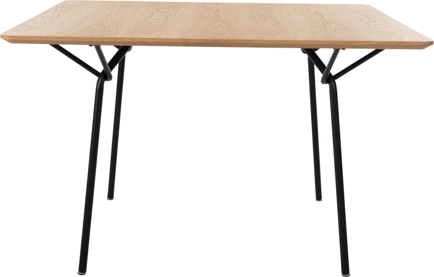 Tavolinë ngrënie katrore, TRENK FH9614.01, MDF me furnir lisi, këmbë metalike të zeza, 120x120x75H cm