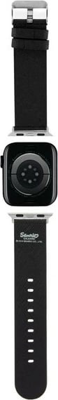 Rrip për Apple Watch Hello Kitty Heads & Bows Pattern, lëkurë ekologjike, i zi, 38/40/41mm