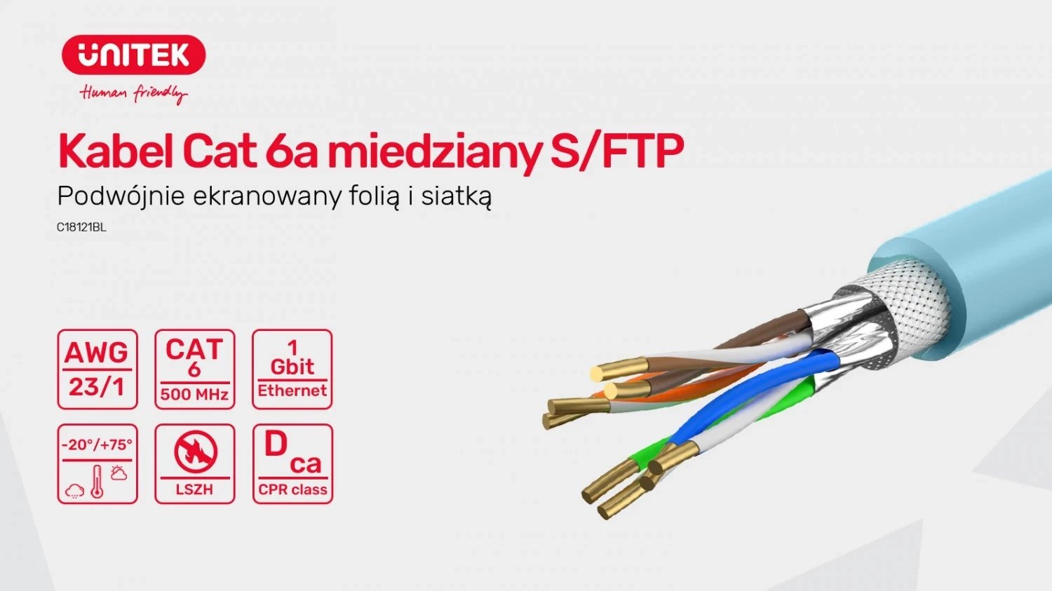 Kabllo rrjeti Unitek, kat.6a, 305m