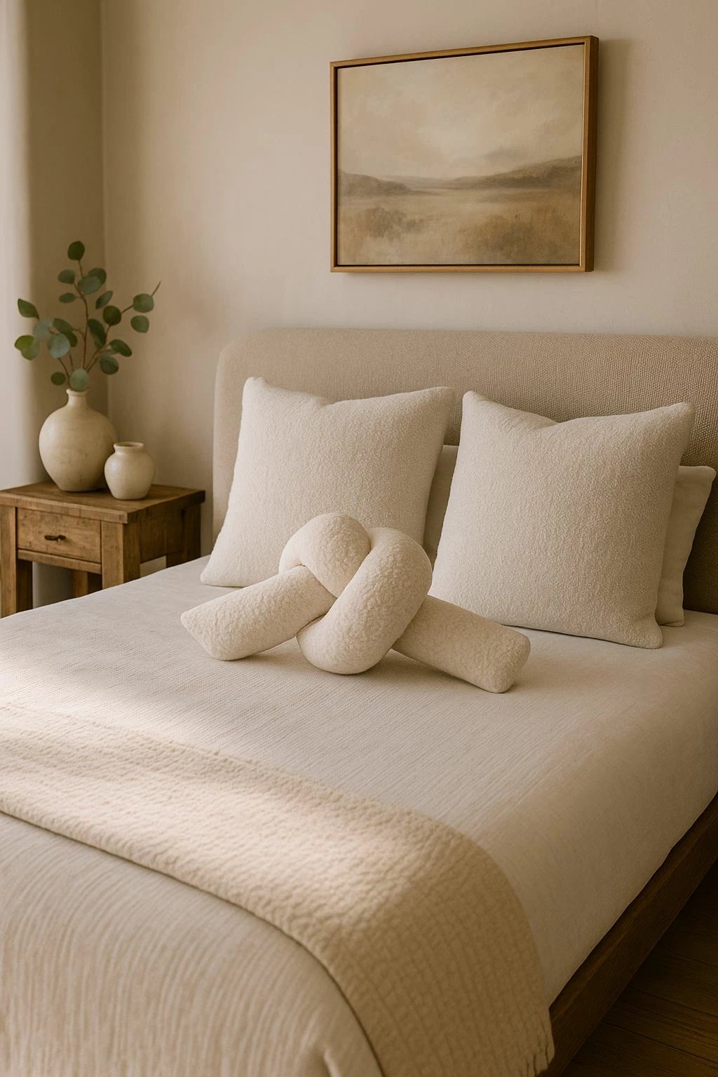 Jastëk dekorativ, model Ask Dugum, ngjyrë bezhë e çelët, 44x22x18cm