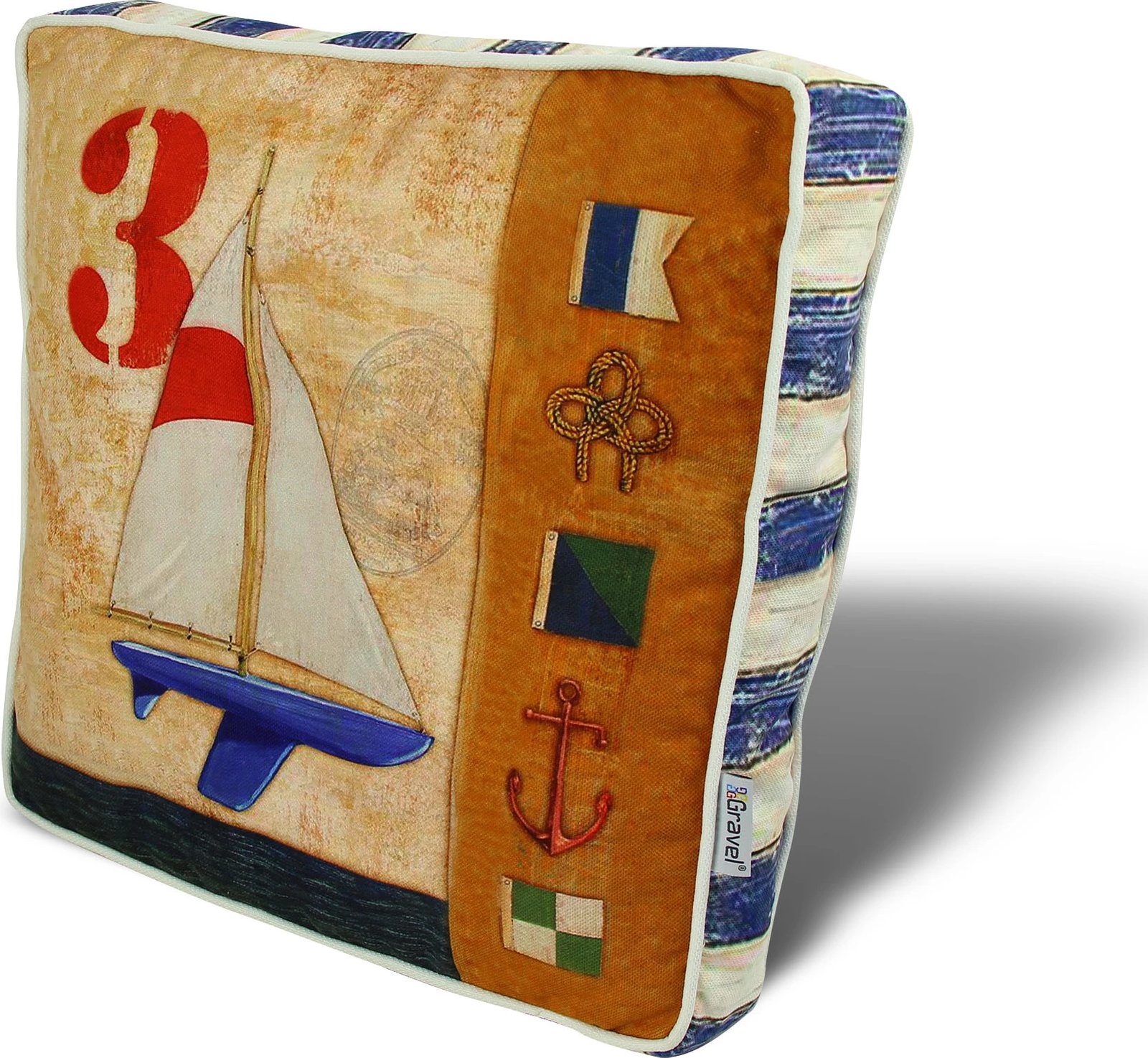 Jastëk dekorativ, dizajn detar, shumëngjyrësh, YM1018, 42x42cm