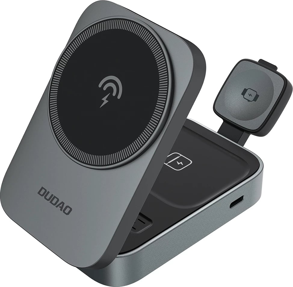 stacion karikimi pa tel 3-në-1, Dudao A11 Max, 15W MagSafe, hyrje USB-C, gri