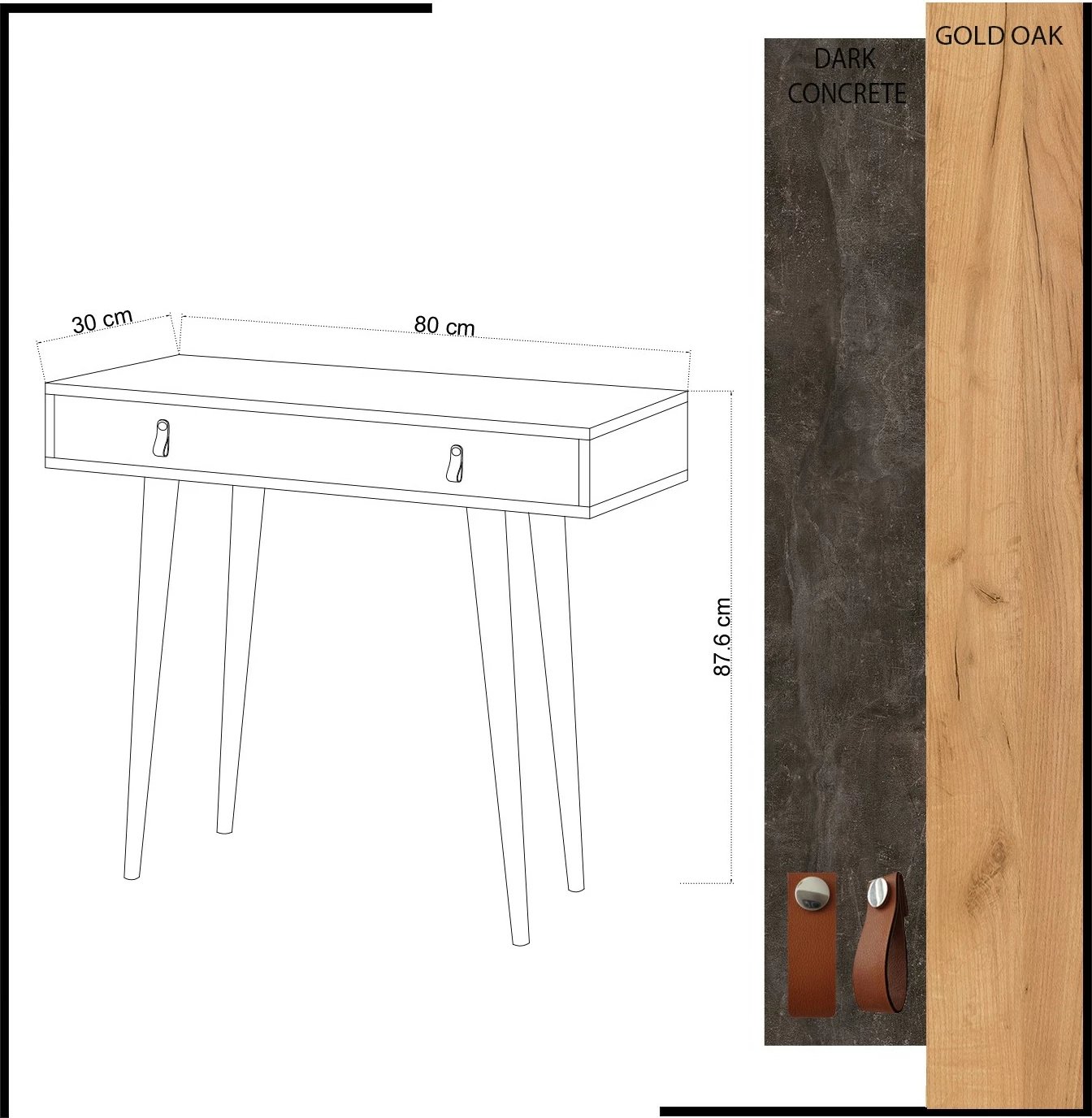 Bufe modern Illas, ngjyrë lis dhe gri e errët, dorezë lëkure PU, këmbë druri, 80x87.6x30cm