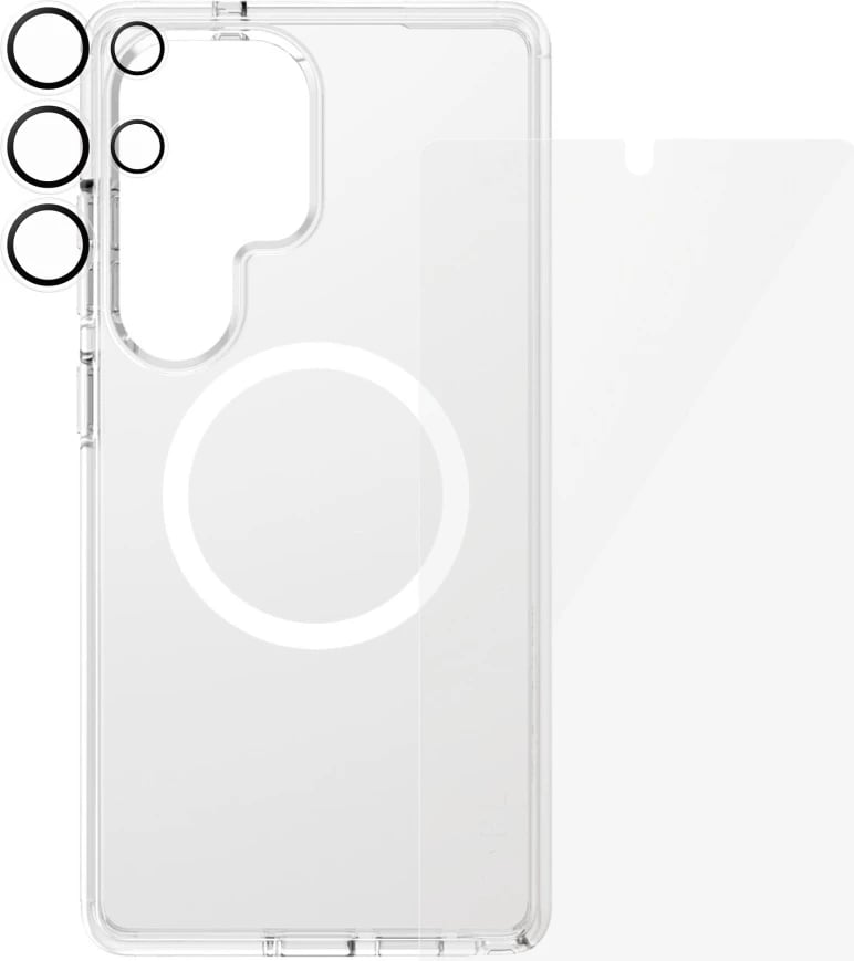 Mbështjellës PanzerGlass CARE 3in1 për Samsung Galaxy S25 Ultra, me xham mbrojtës dhe mbrojtës lente, Transparent