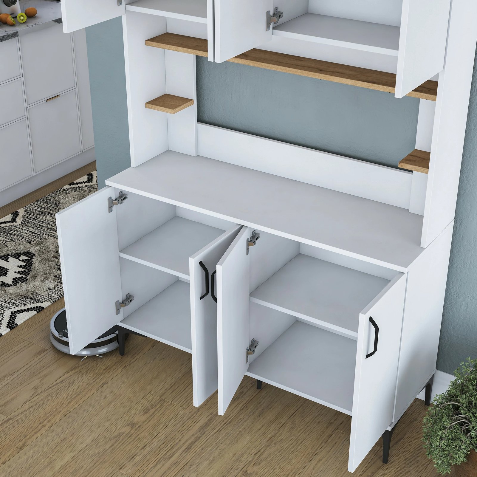 Dollap multifunksional Hanah Home, JE176 - 3291, ngjyrë e bardhë dhe arre