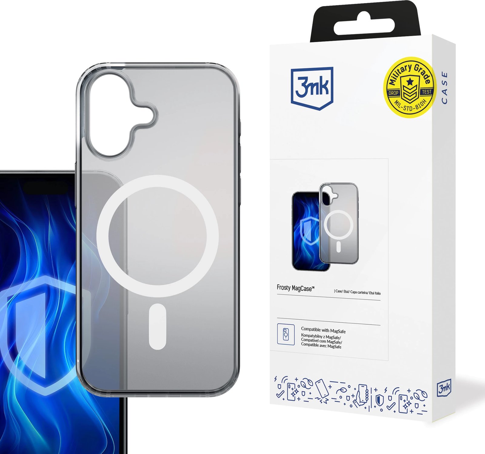 Mbështjellës 3mk Frosty MagCase për iPhone 16 Plus, MagSafe, i bardhë