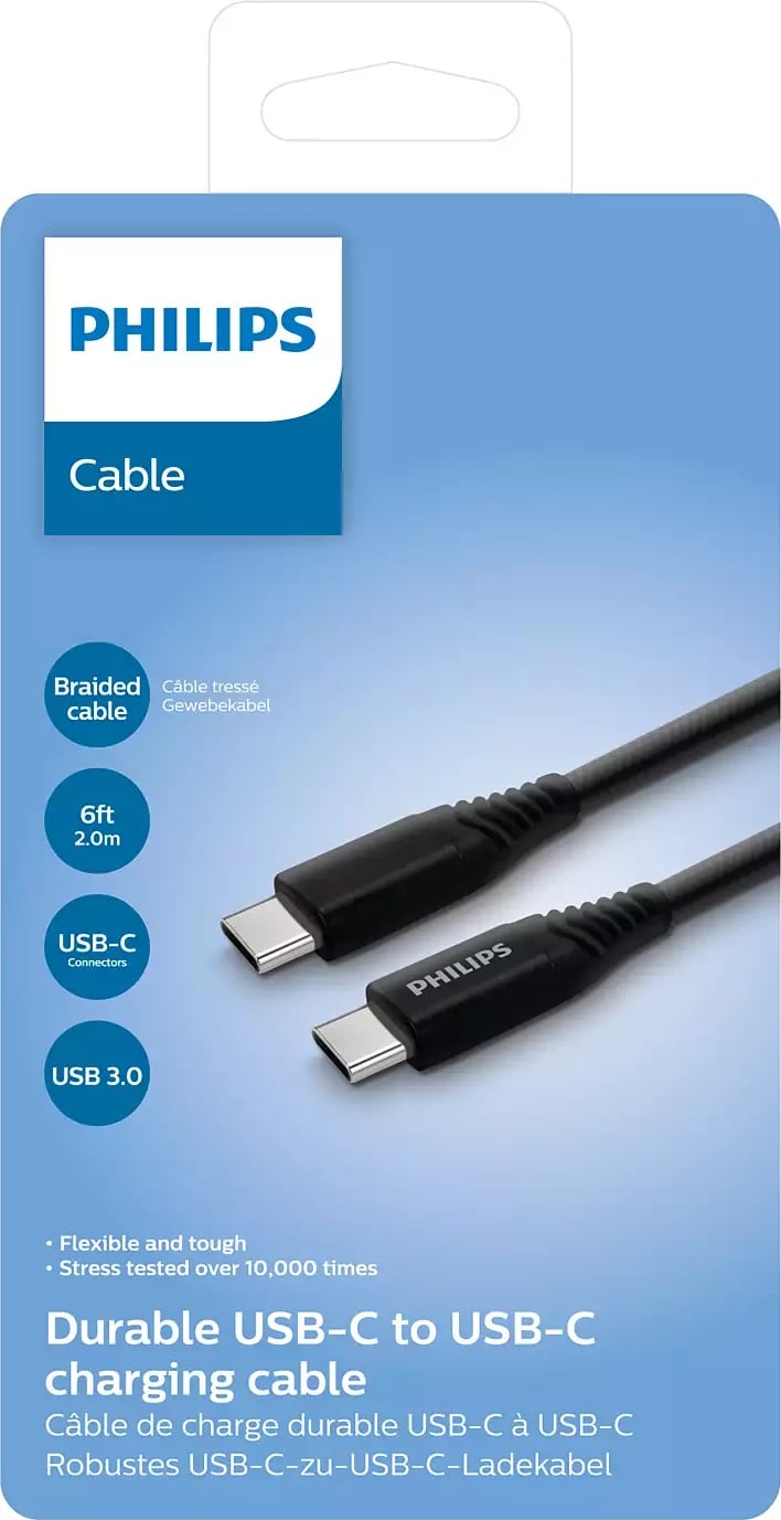 KABLLO FAST CHARGING PHIIPS DLC5206C/00  | USB-C/TYPE-C 2M 15W BLACK