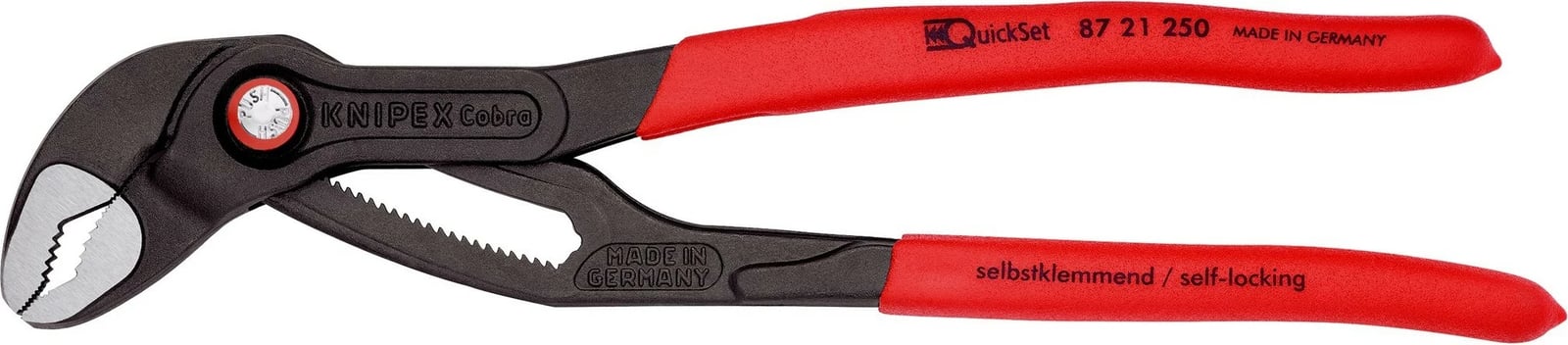 Darë Knipex Cobra QuickSet 87 21 250, 250mm, krom-vanadium, dorezë plastike, e kuqe