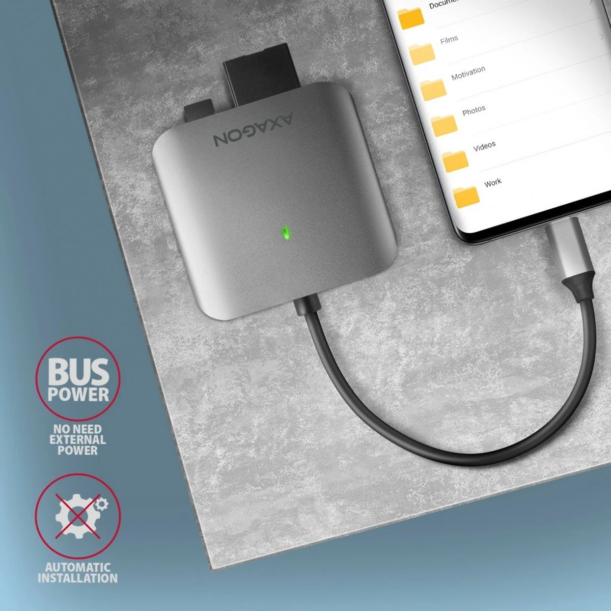 Lexues kartelash AXAGON CRE-S3C, USB-C, 3 slote, alumini, Gri