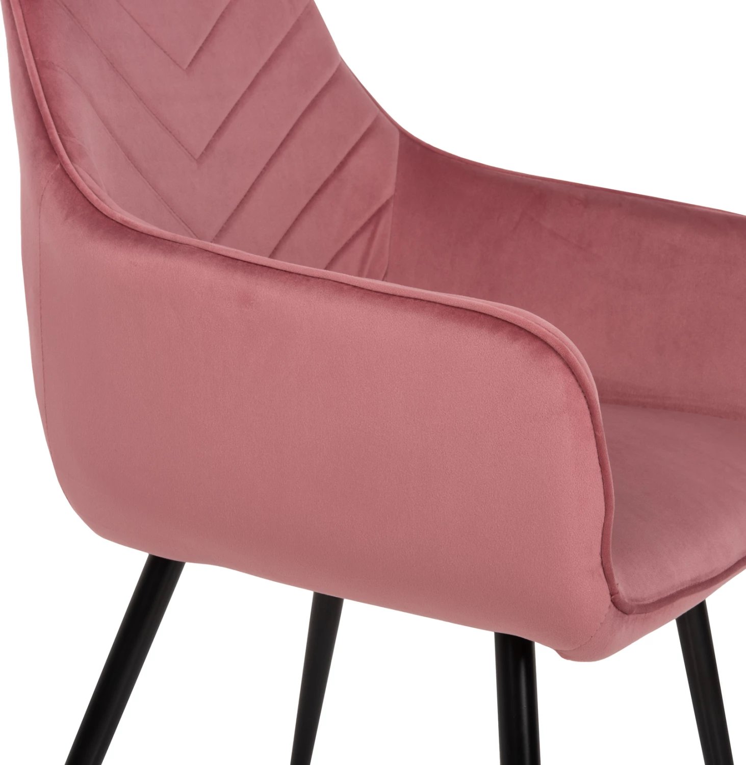 Karrige LATRELL FH8582.02 kadife rozë e zbehtë & këmbë metali të zeza 55x57x84Hcm., set prej 2 copash