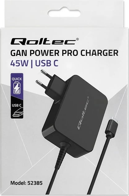Karikues muri Qoltec GaN Power Pro 45W, 1x USB-C, i zi