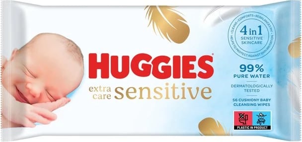 Peceta të lagura Huggies ExtraCareSensitive, 56 copë