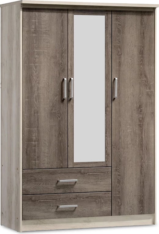 Dollap Olympus me 3 dyer dhe sirtarë+pasqyrë, ngjyrë castillo-toro, 120x57x183