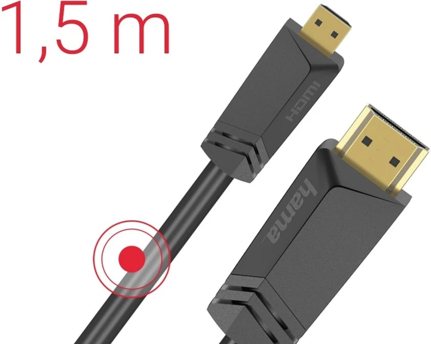 Kabllo HDMI-micro HDMI Hama 205016, 1.5m, e zezë