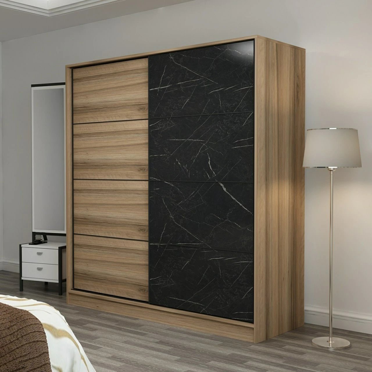 Dollap Skye Decor, ngjyrë dore dhe e zezë, 3981